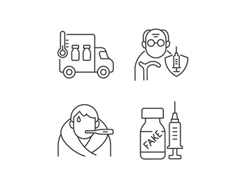 Covid spread prevention linear icons set preview picture