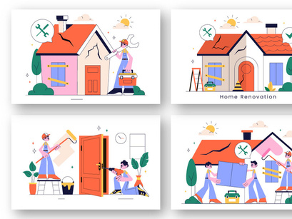 10 Home Renovation or Repair Service Illustration