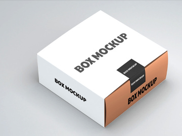 Free Mockup Gold Box with white Cover. 3d rendering preview picture