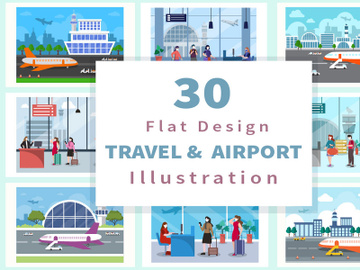 30 Airport Travel Flat Design preview picture