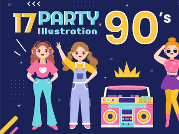 90s Retro Party Illustration preview picture