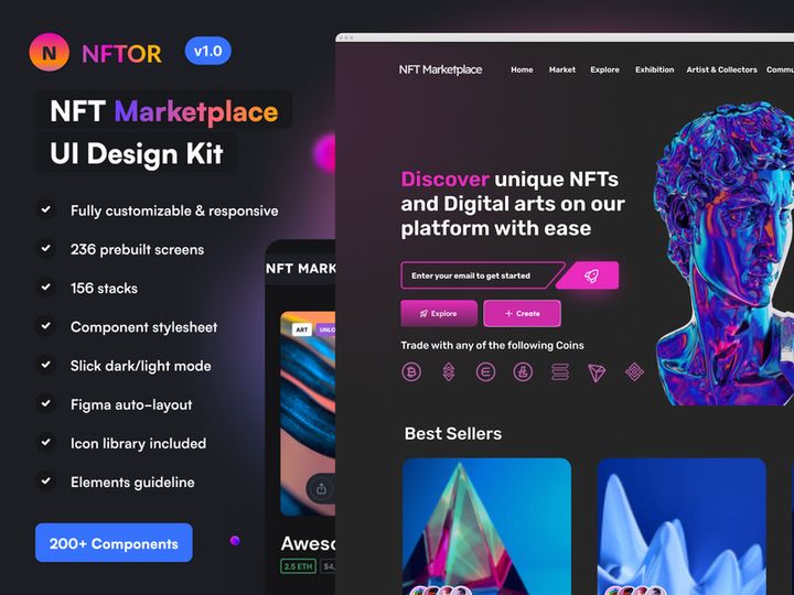 NFTOR v1.0 - NFT Marketplace UI Kit preview picture