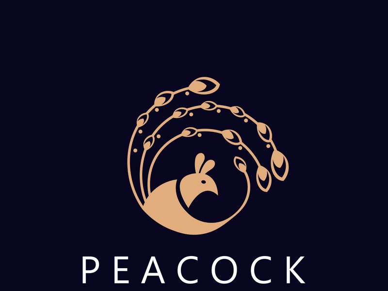 Peacock logo line art elegant concept icon design template flat vector illustration