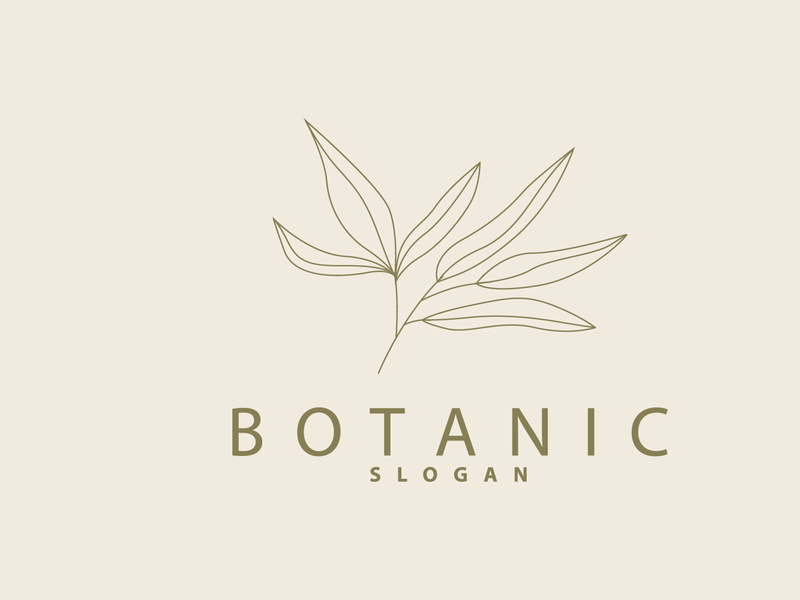 Leaf Line Logo, Beautiful Hand Drawn Design