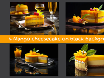 Mango cheesecake on black background preview picture