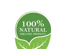 100% Natural and organic product badge vector green icon