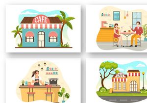 15 Cafe Vector Illustration