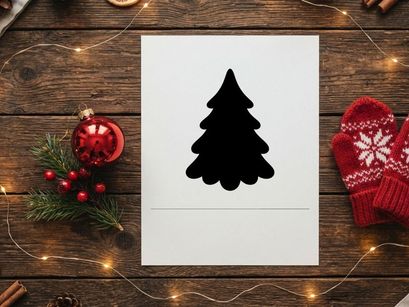 Black Christmas tree silhouette icon isolated on white background for holiday design