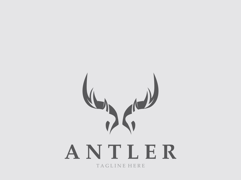 Deer antler logo for hunting and adventure community in nature simple and elegant symbol