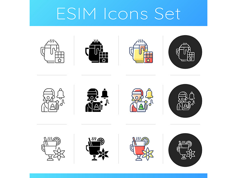 Traditional festive celebration icons set