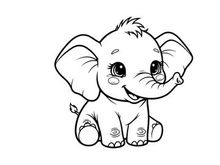 Cute baby elephant smiling vector illustration flat design