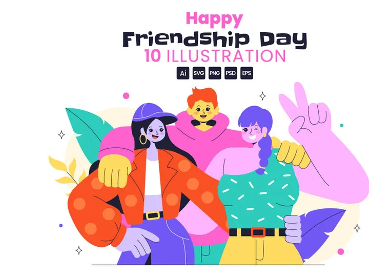 10 Happy Friendship Day Illustration