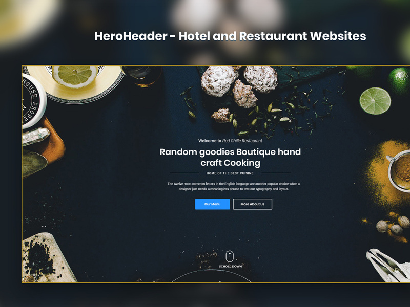 HeroHeader for Hotel and Restaurant Websites
