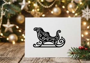 Silueta negra de un trineo navideño decorativo aislado sobre fondo blanco