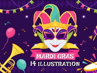 14 Mardi Gras Carnival Illustration