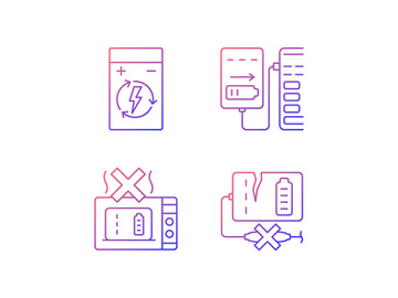 Effective portable charger use gradient linear vector manual label icons set preview picture