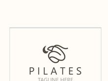 Abstract Pilates Logo, Yoga identity body balance vector monoline Design Template. wellness lifestyle