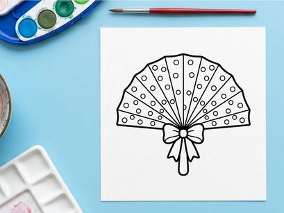 Leque elegante com pena de pavão e laço decorativo. Leque vintage luxuoso com padrões florais ornamentais e fita de cetim.