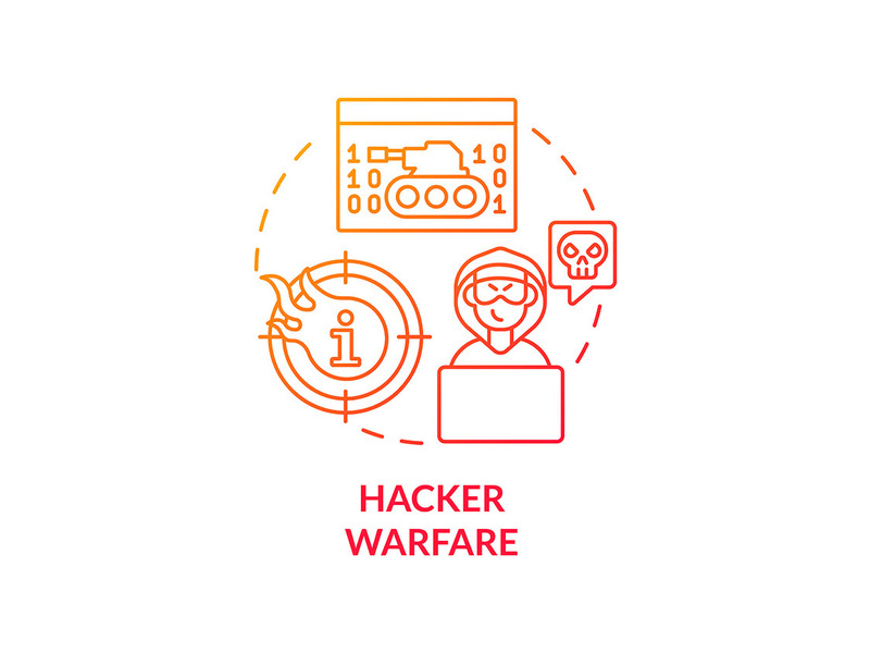 Hacker warfare red gradient concept icon