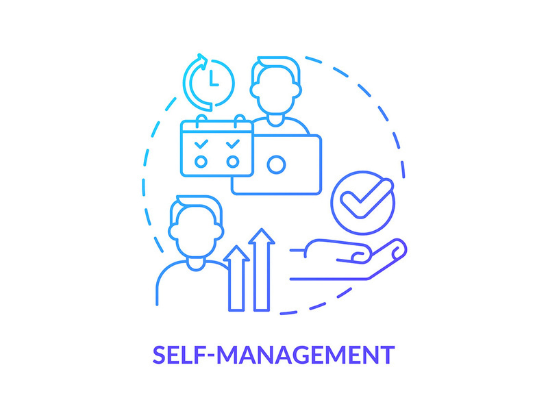 Self-management blue gradient concept icon