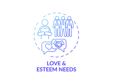 Love and esteem needs blue gradient concept icon preview picture