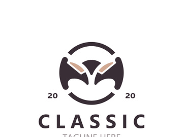 Steering wheel logo automotive car design garage auto repair workshop illustration preview picture