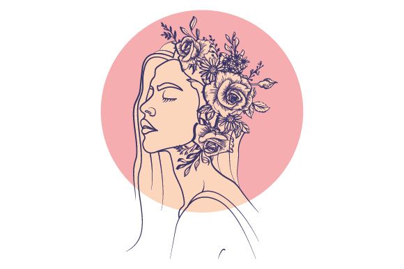 Line Art Flower Drawing Women