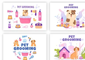 20 Pet Grooming for Dogs and Cats Illustration