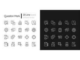 Question mark linear icons set for dark, light mode preview picture