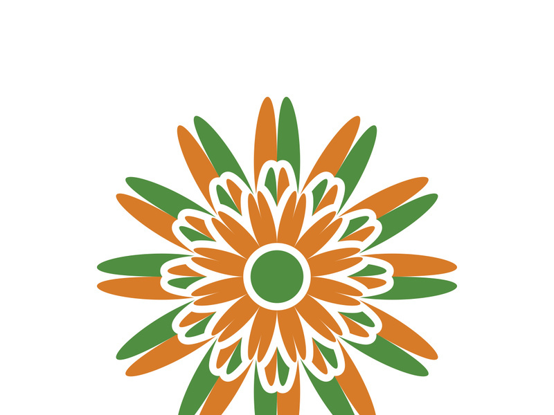 Traditional Asian colorful floral pattern Stained glass mosaic logo tile design inspiration