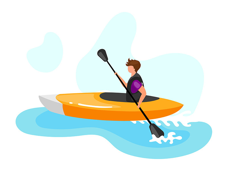 Kayaking flat vector illustration