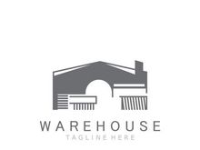 Warehouse modern storage logo business industry illustration