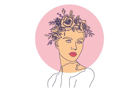 Line Art Flower Drawing Women