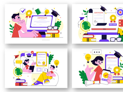 10 Online Course Certificate Program Illustration