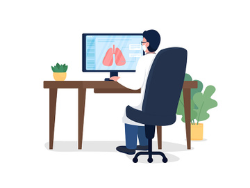 Respiratory doctor at workplace flat color vector faceless character preview picture