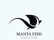 Manta fish or stingray logo design vector vintage illustration skate fish ocean
