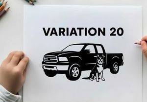 Silhouette of a pickup truck with a dog variation 20