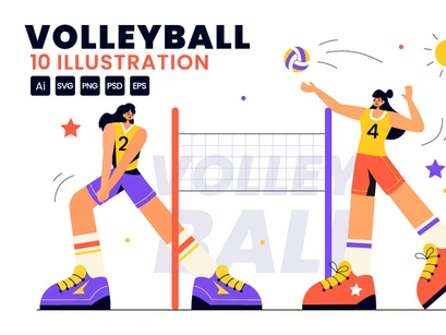 10 Volleyball Player Illustration