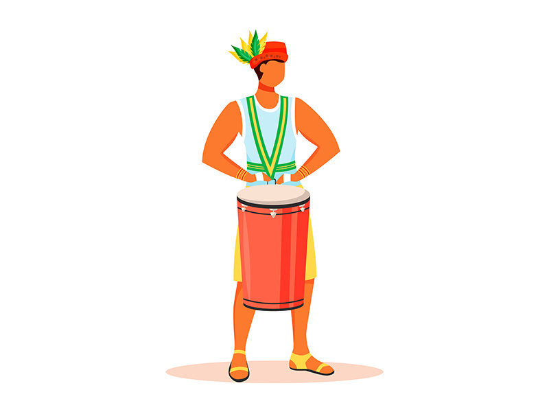 Latino man in singlet and hat flat color vector faceless character