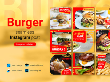 Burger Social Media Post - red color theme preview picture
