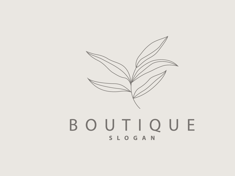 Leaf Line Logo, Beautiful Hand Drawn Design