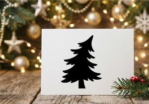 Black silhouette of a Christmas tree isolated on a white background