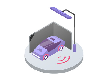Car alarm system isometric color vector illustration preview picture