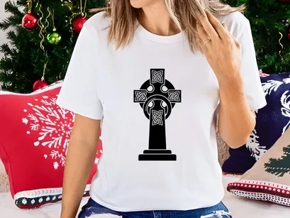 Celtic cross symbol isolated black white vector illustration