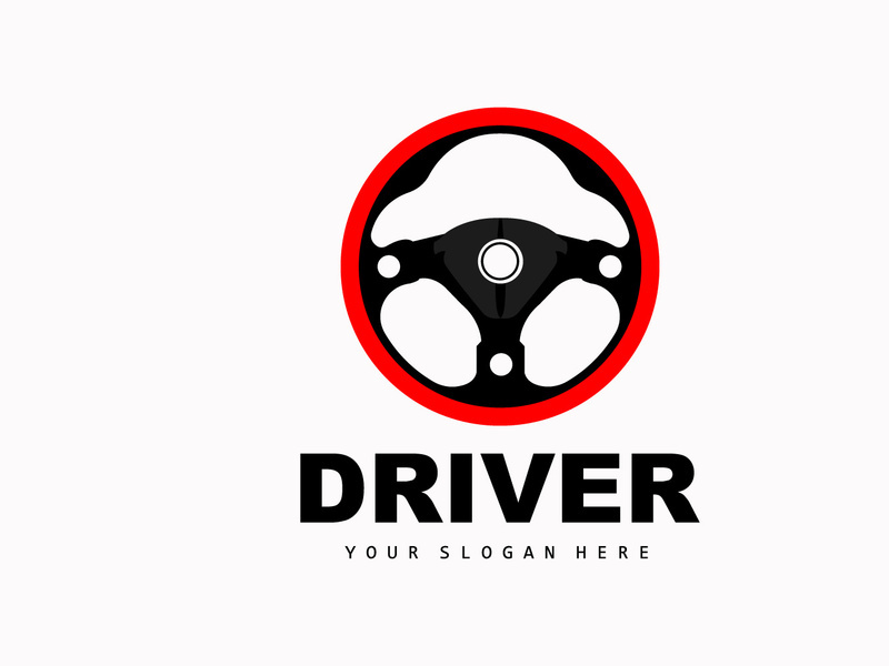 Car Steering Logo, Driver Vector