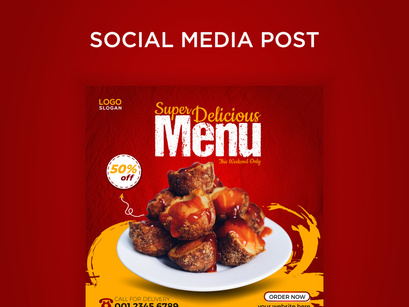 Delicious food menu social media banner template