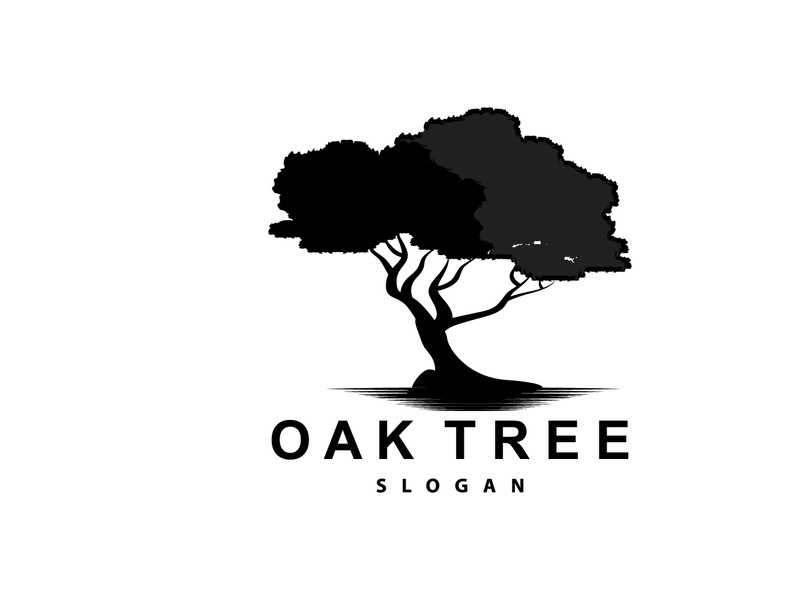 Oak Tree Logo, Nature Tree Plant Vector, Minimalist Simple Design