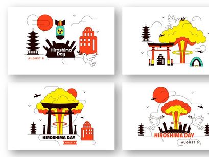 10 Hiroshima Day Vector Illustration