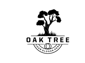 Oak Tree Logo, Nature Tree Plant Vector, Minimalist Simple Design preview picture