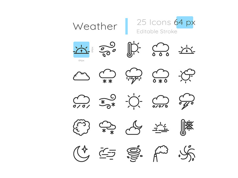 Meteorology linear icons set